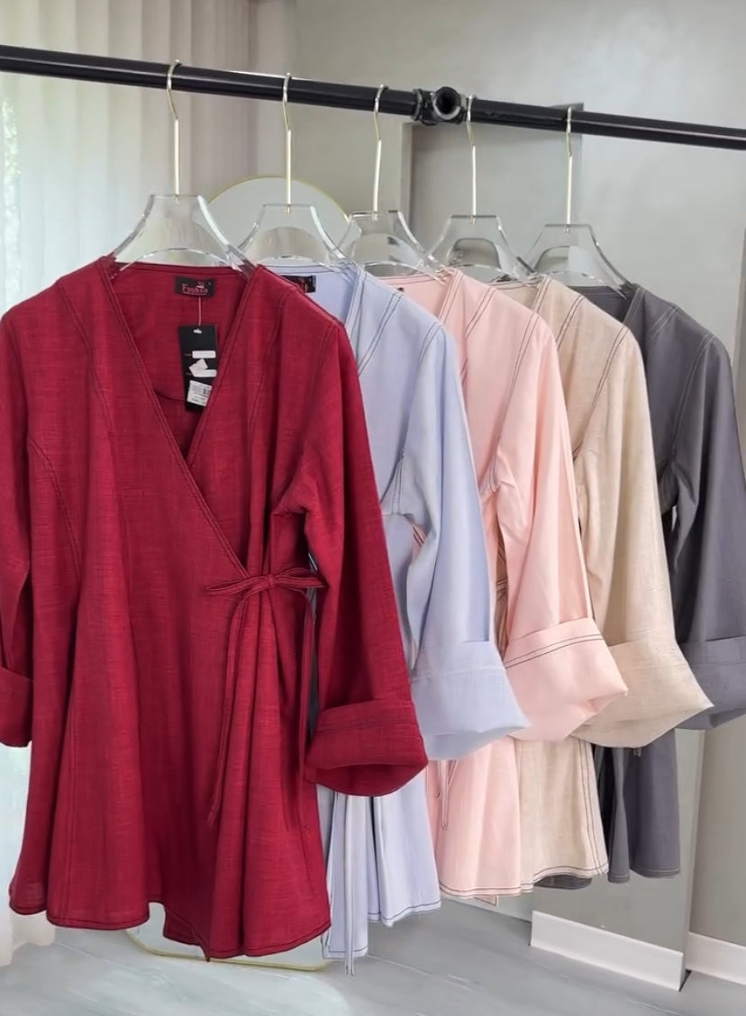 Chic linen Rayon Wrap Tunic
