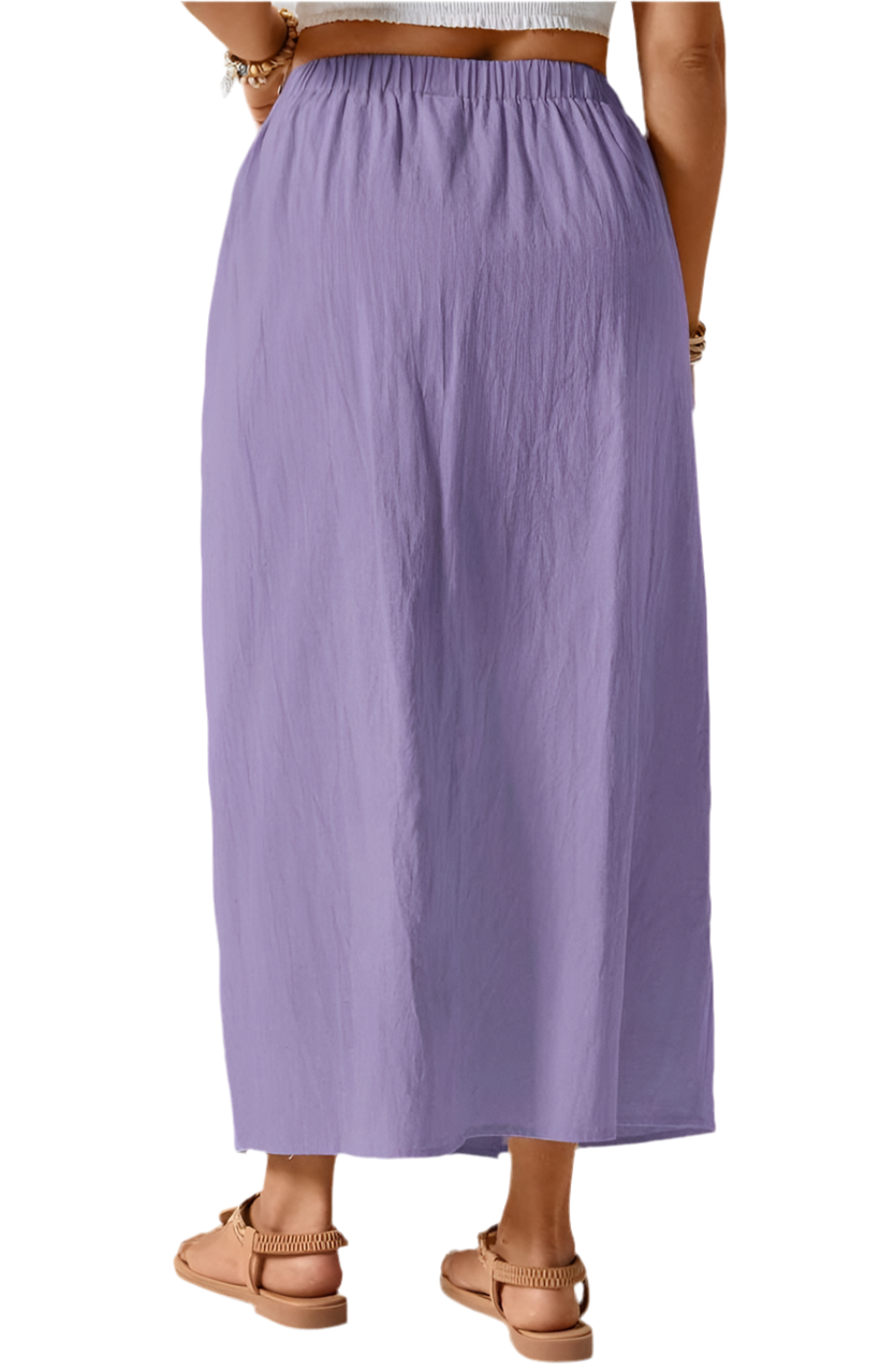 Women’s O-Ring Ruched Midi Skirt – Boho Western Summer Festival Outfit