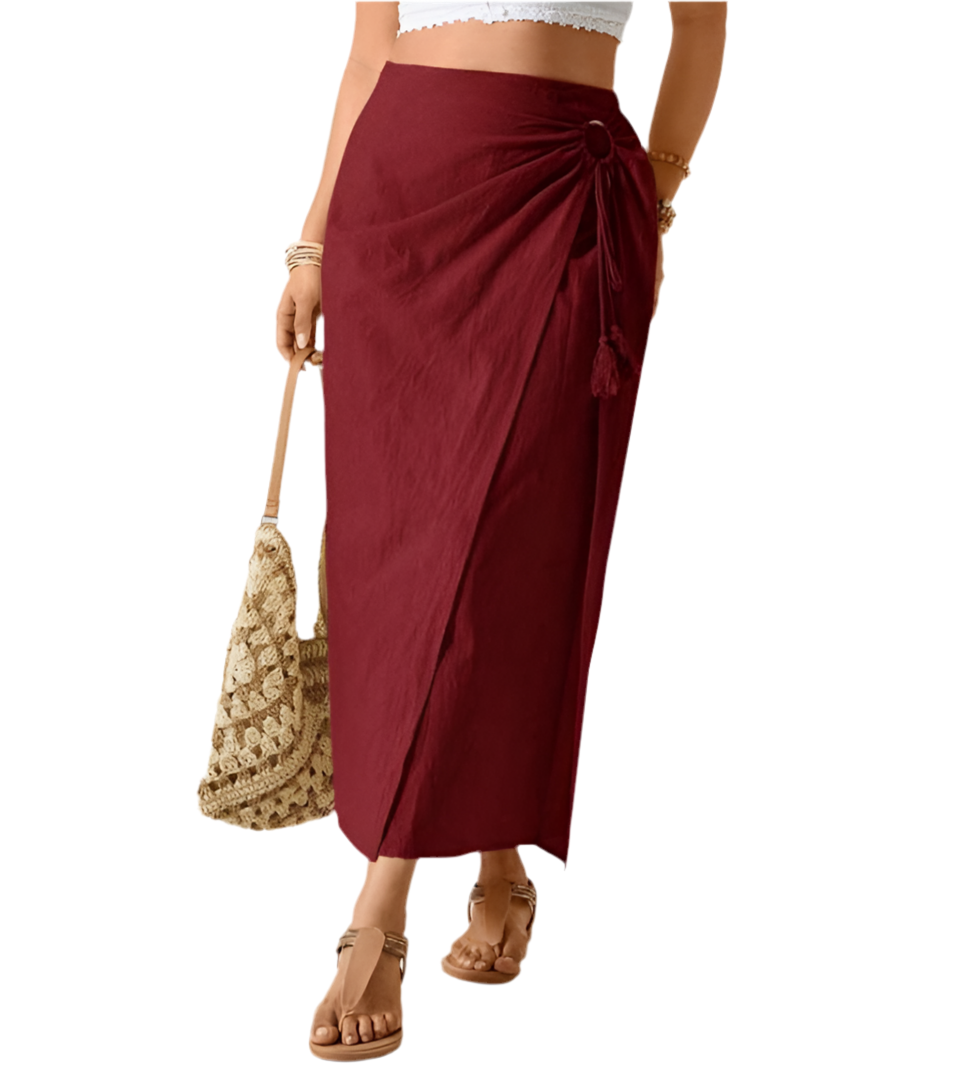 Women’s O-Ring Ruched Midi Skirt – Boho Western Summer Festival Outfit