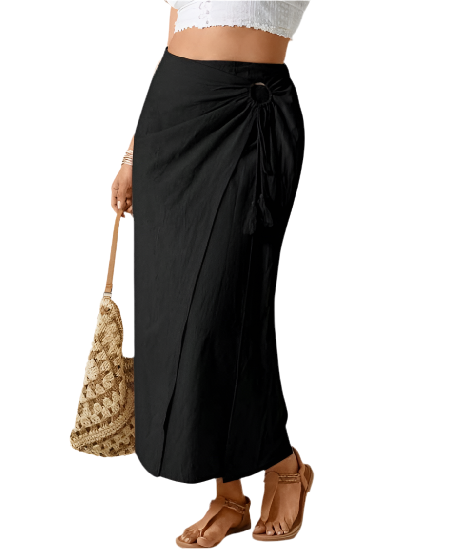 Women’s O-Ring Ruched Midi Skirt – Boho Western Summer Festival Outfit