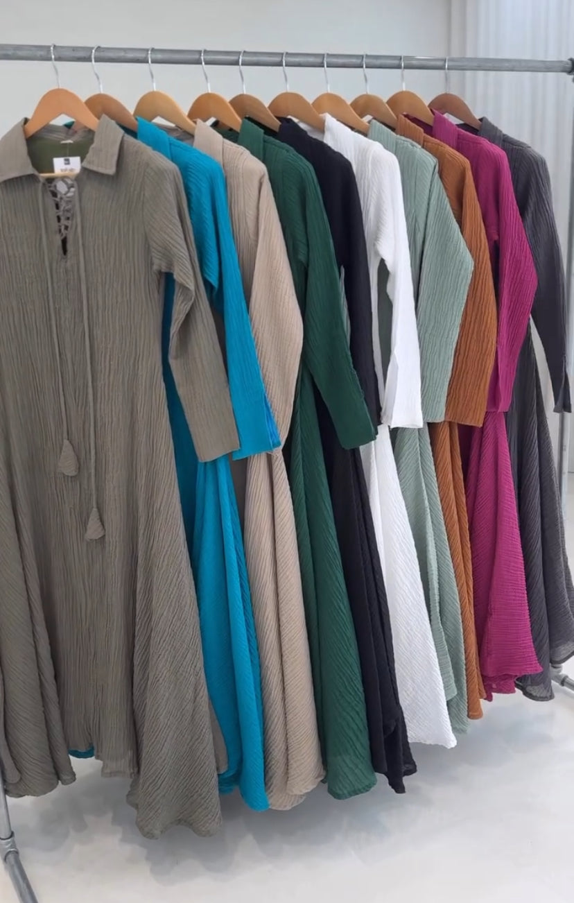 Elegant Crinkle Linen Long Tunics