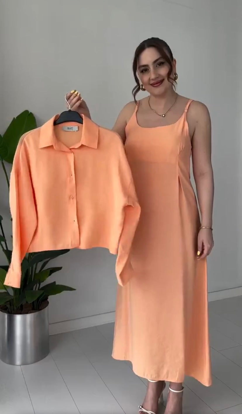 Vibrant Colorblock Shirt & Maxi Dress Co-ord Set