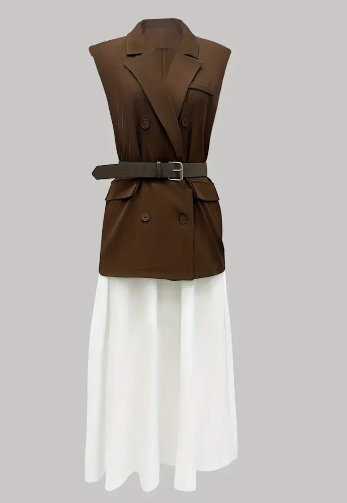 Modern Muse Belted Blazer with Flow Skirt