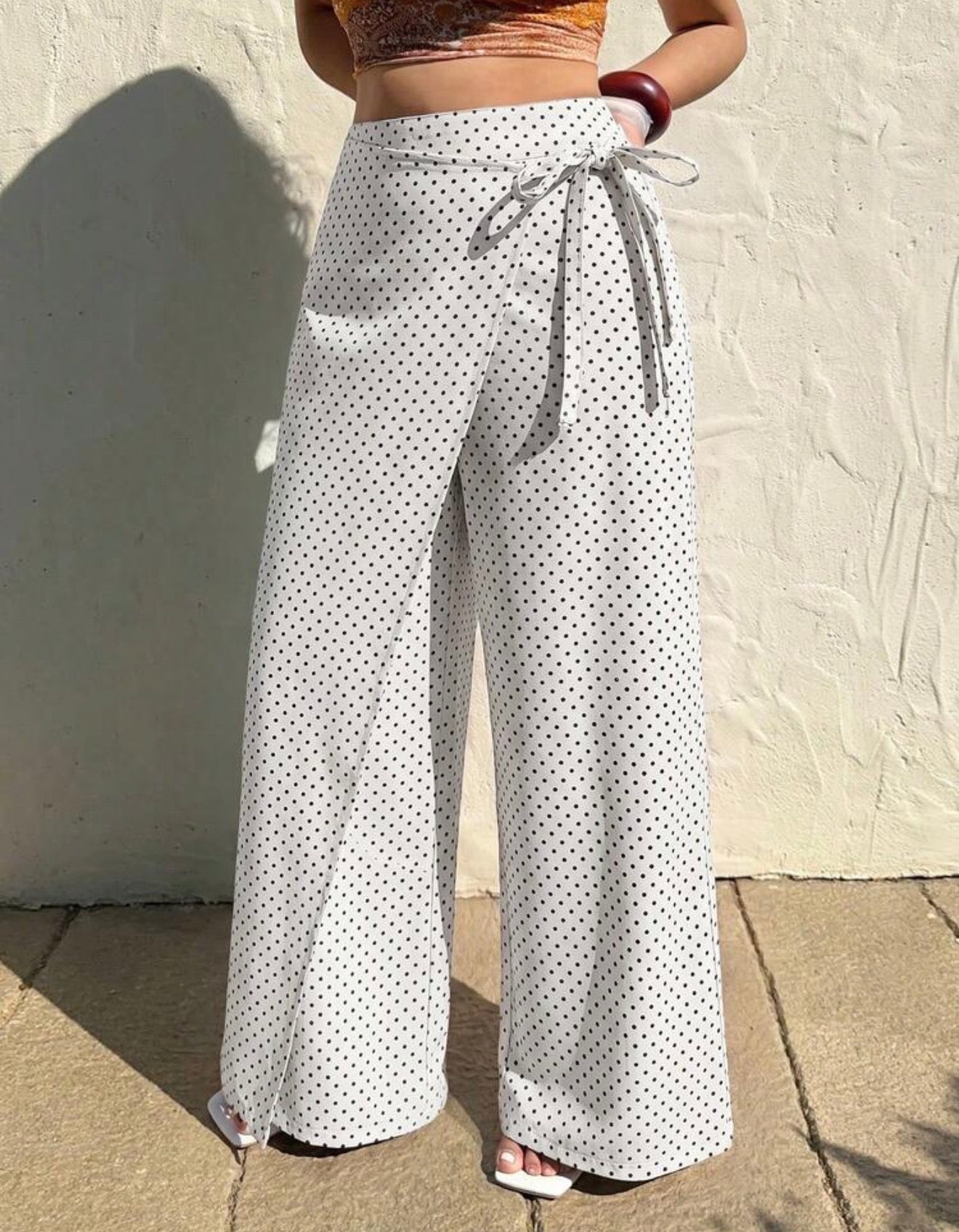 Overlap Wide-Leg Tie Trousers | Denim Wrap Jeans