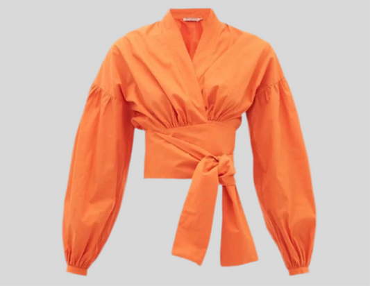 Orange Puff sleeve blouse