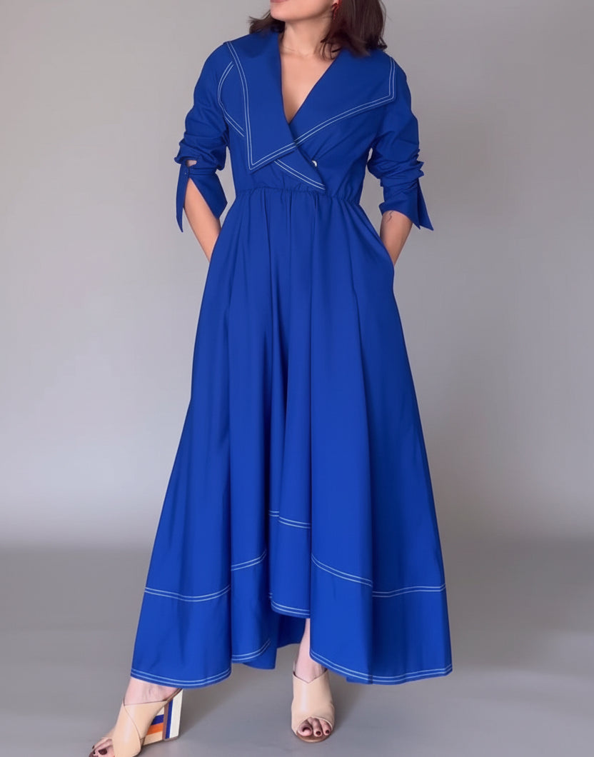 Contrast Stitch Wrap  Dress