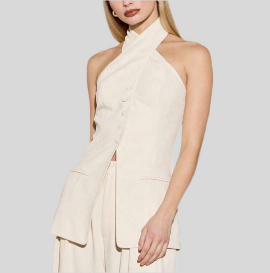 Ivory Tailored Halter Vest Top