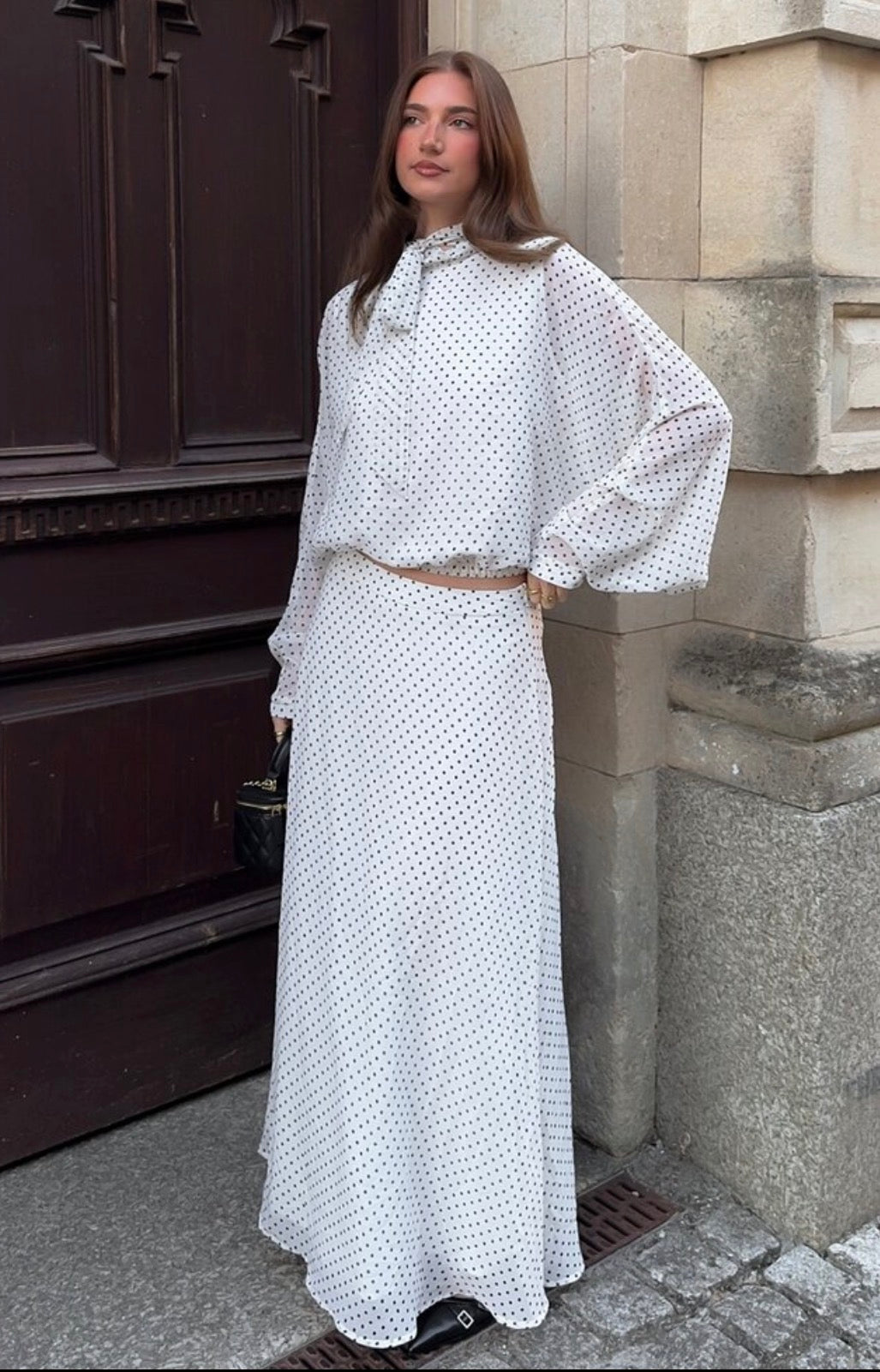 Elegant polka dot matching set