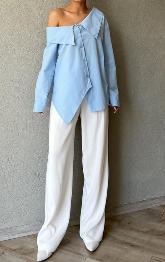 Off-Shoulder Shirt and Pant Set