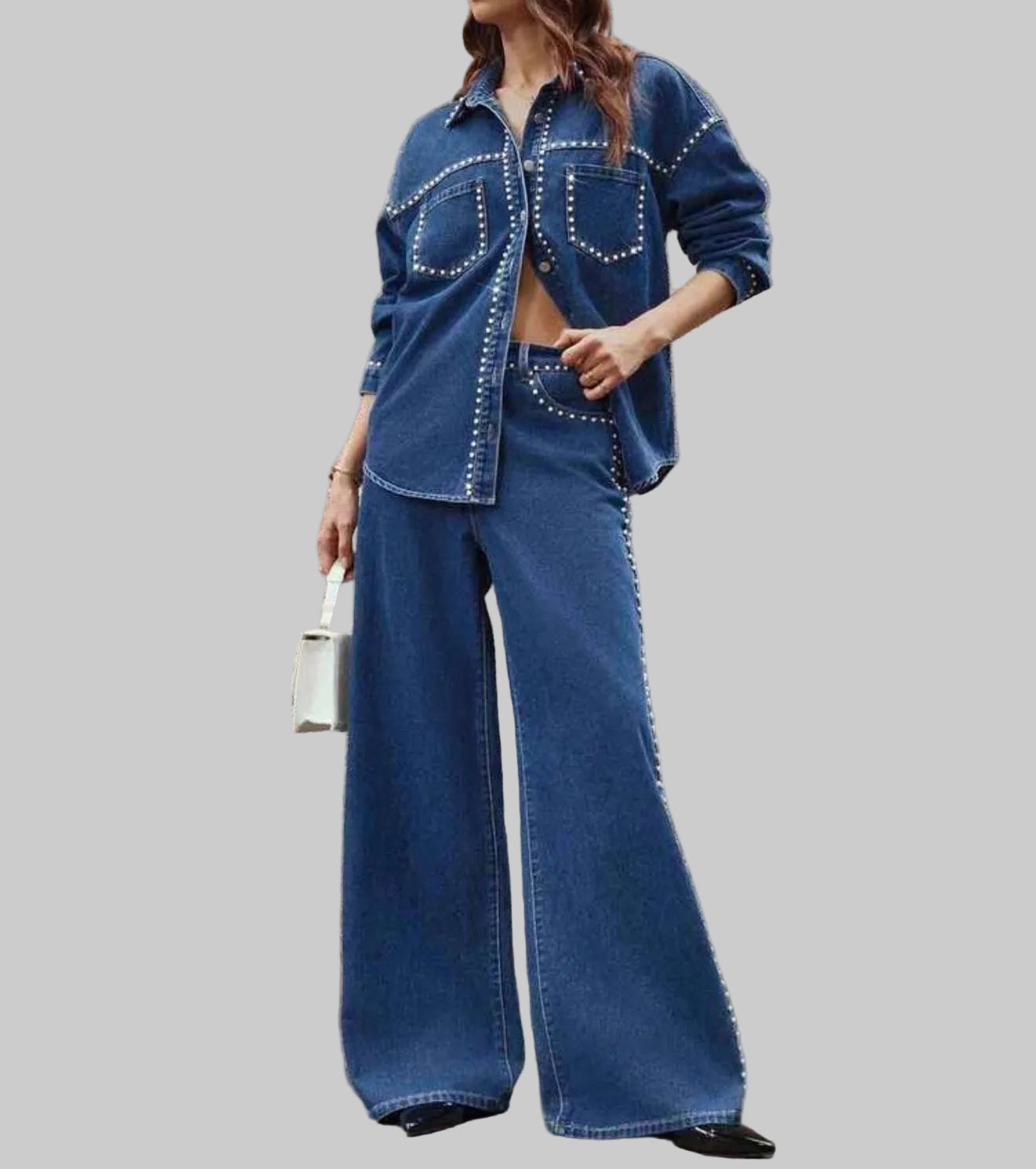 Studded Denim Co-Ord Set – Modern Western Chic