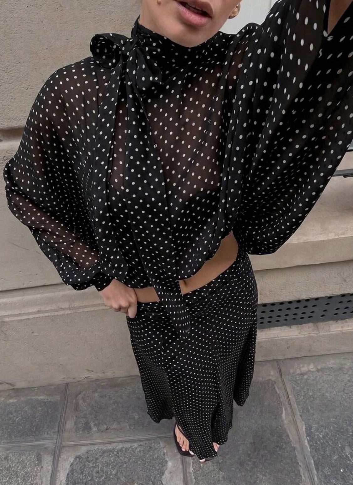 Elegant polka dot matching set