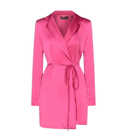 Hot Pink Satin Blazer Dress