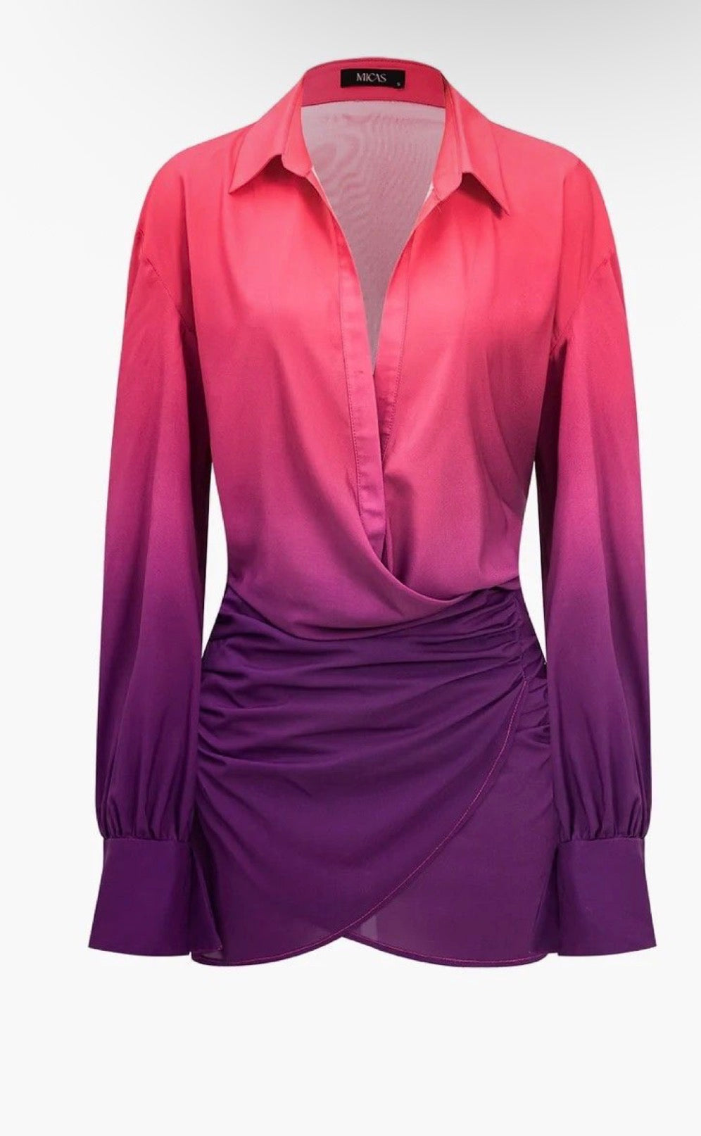 Ombre satin shirt dress