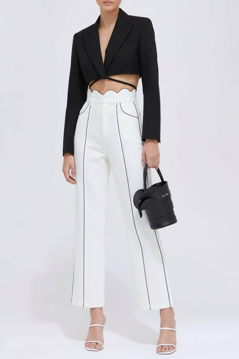 Cropped Blazer &  Wide-Leg Pants Co-Ord Set