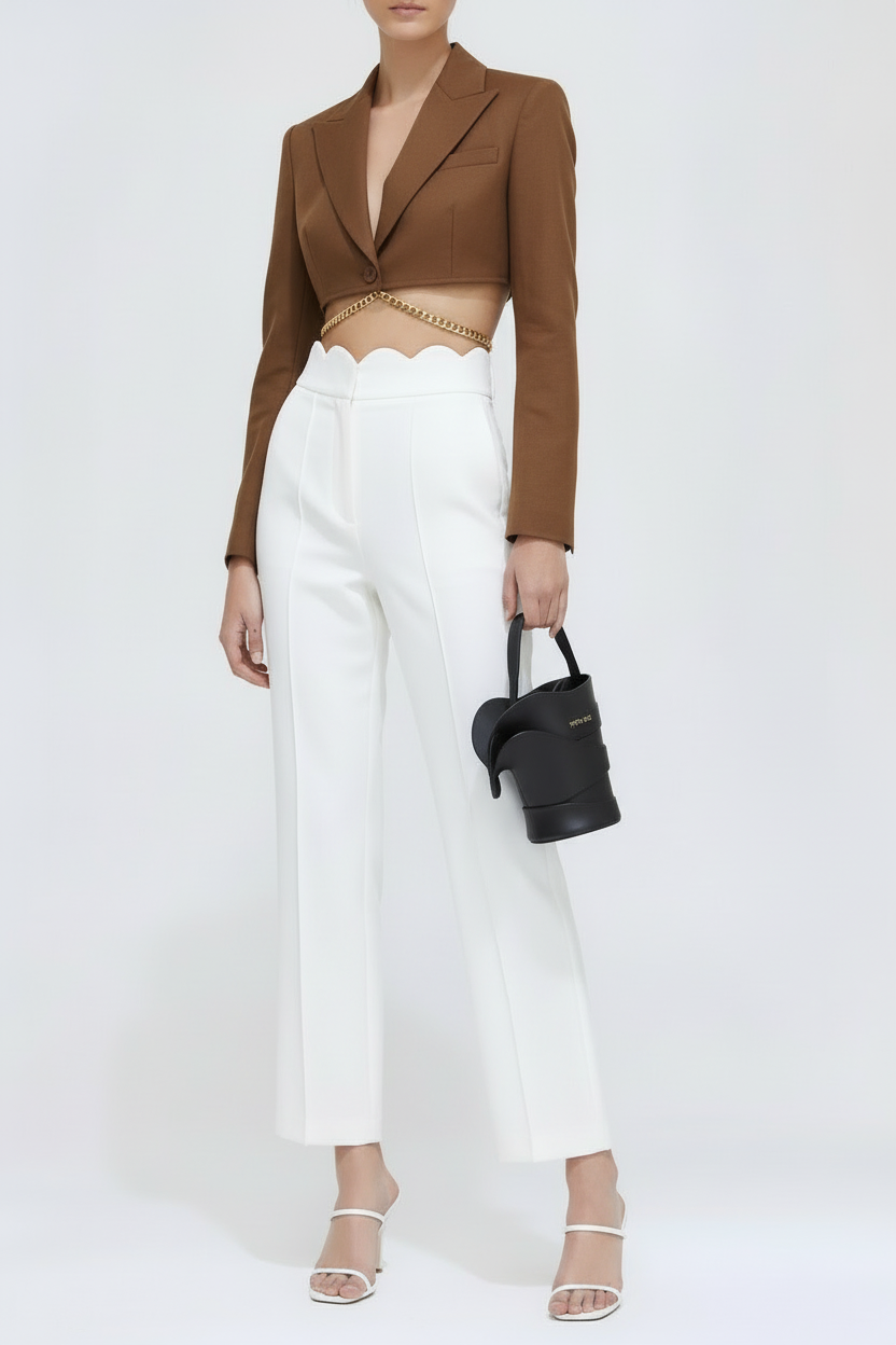 Cropped Blazer &  Wide-Leg Pants Co-Ord Set
