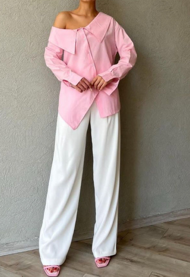 Off-Shoulder Shirt and Pant Set
