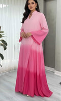Petal Gradient Ombre Maxi Dress with Bell Sleeves