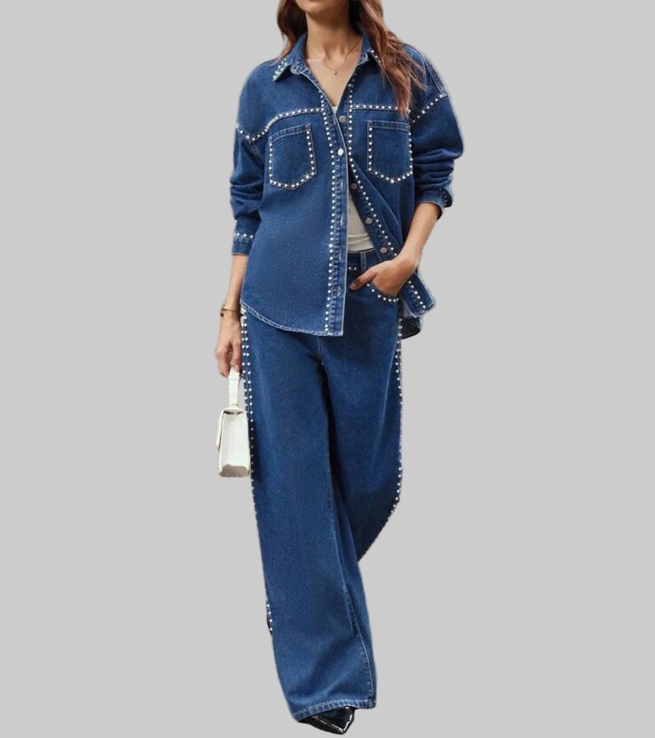 Studded Denim Co-Ord Set – Modern Western Chic