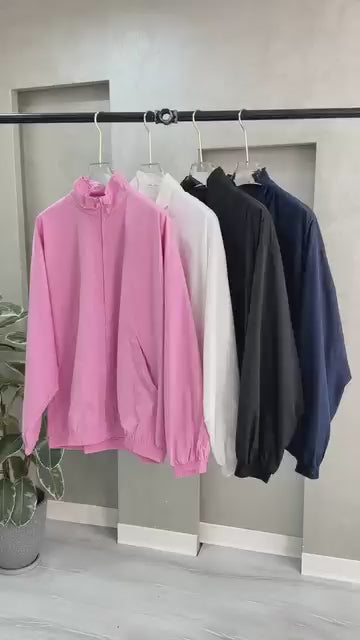 Oversized mock neck jacket