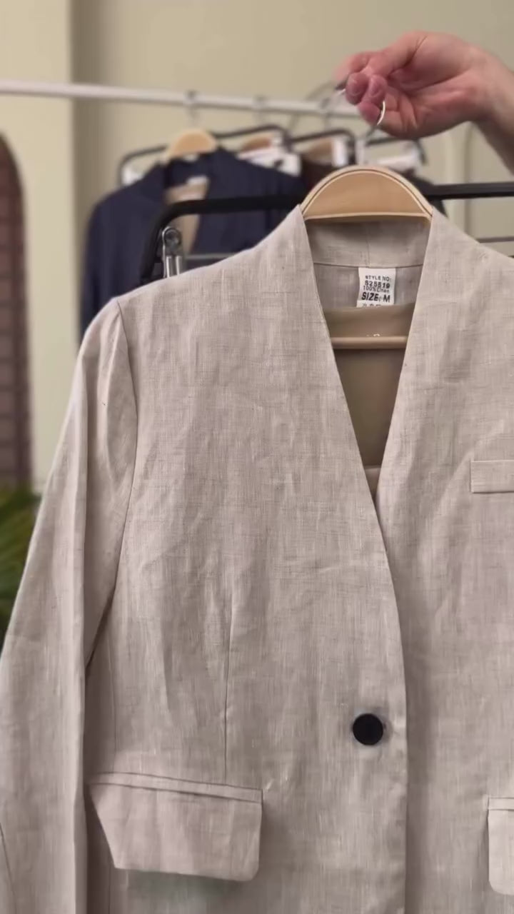 Linen Blend Casual Fit Coat and Trouser Set