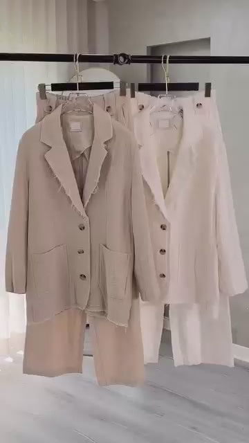 Crinkle Linen blazer and trousers set