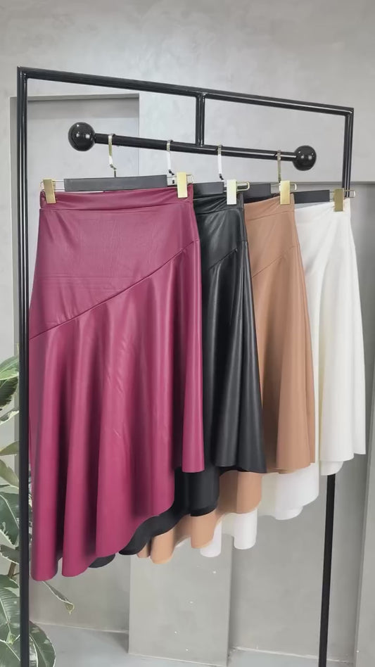 Faux Leather Midi Skirts