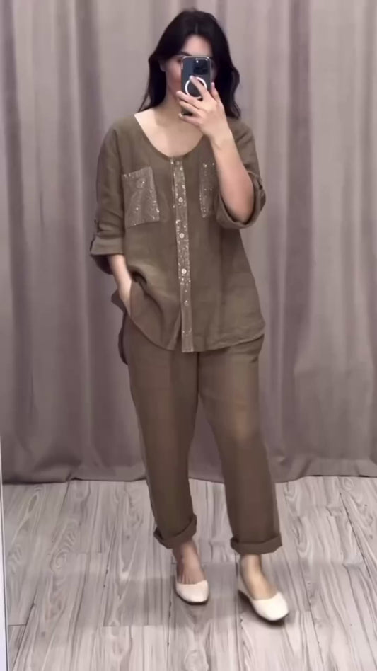 Linen Blend Sequence Co ord Set