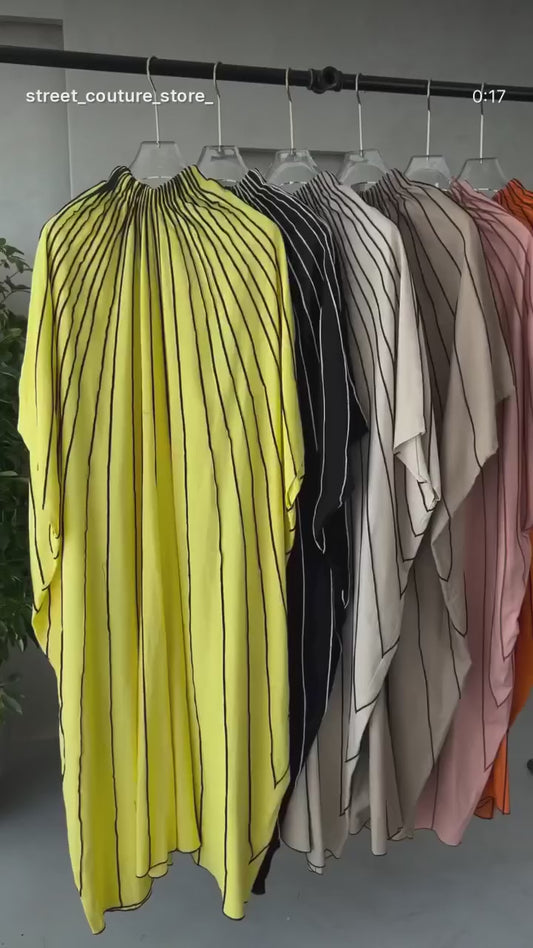 Trendy Pleated Batwing Kaftan