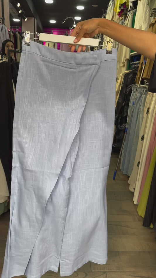 Linen Blend Wraparound Pants