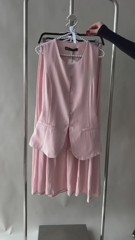 Linen Blend Skirt & Waist Top Co-ord Set