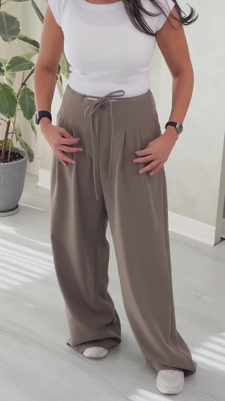 trousers, High waisted drawstring pants