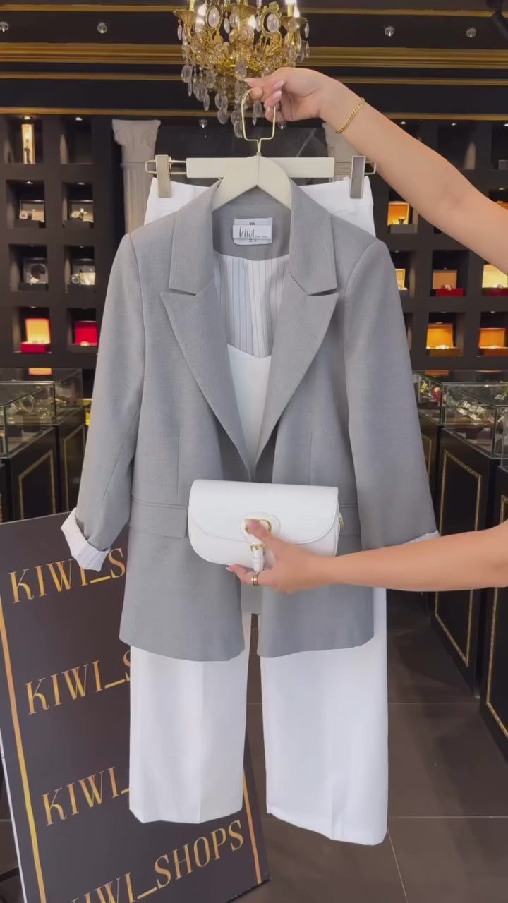 Luxury Women Blazer Pant Suit Set with Inner – Minimal Chic Co-Ord Set