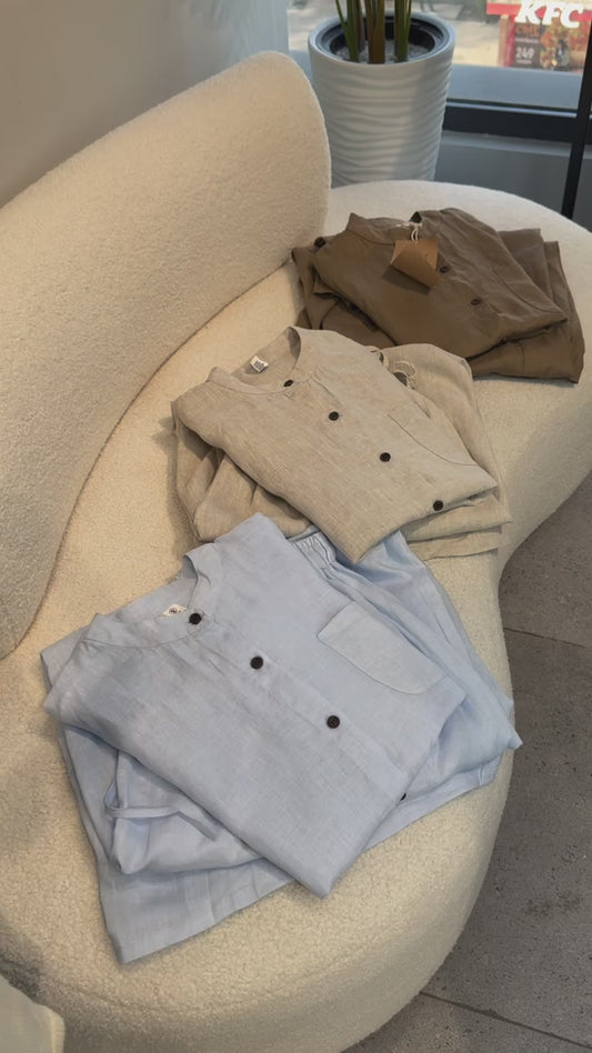 Linen Blend Shirt & Skirt Co-ord Set