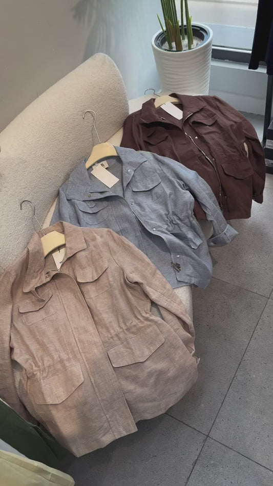 Linen blend winter jacket